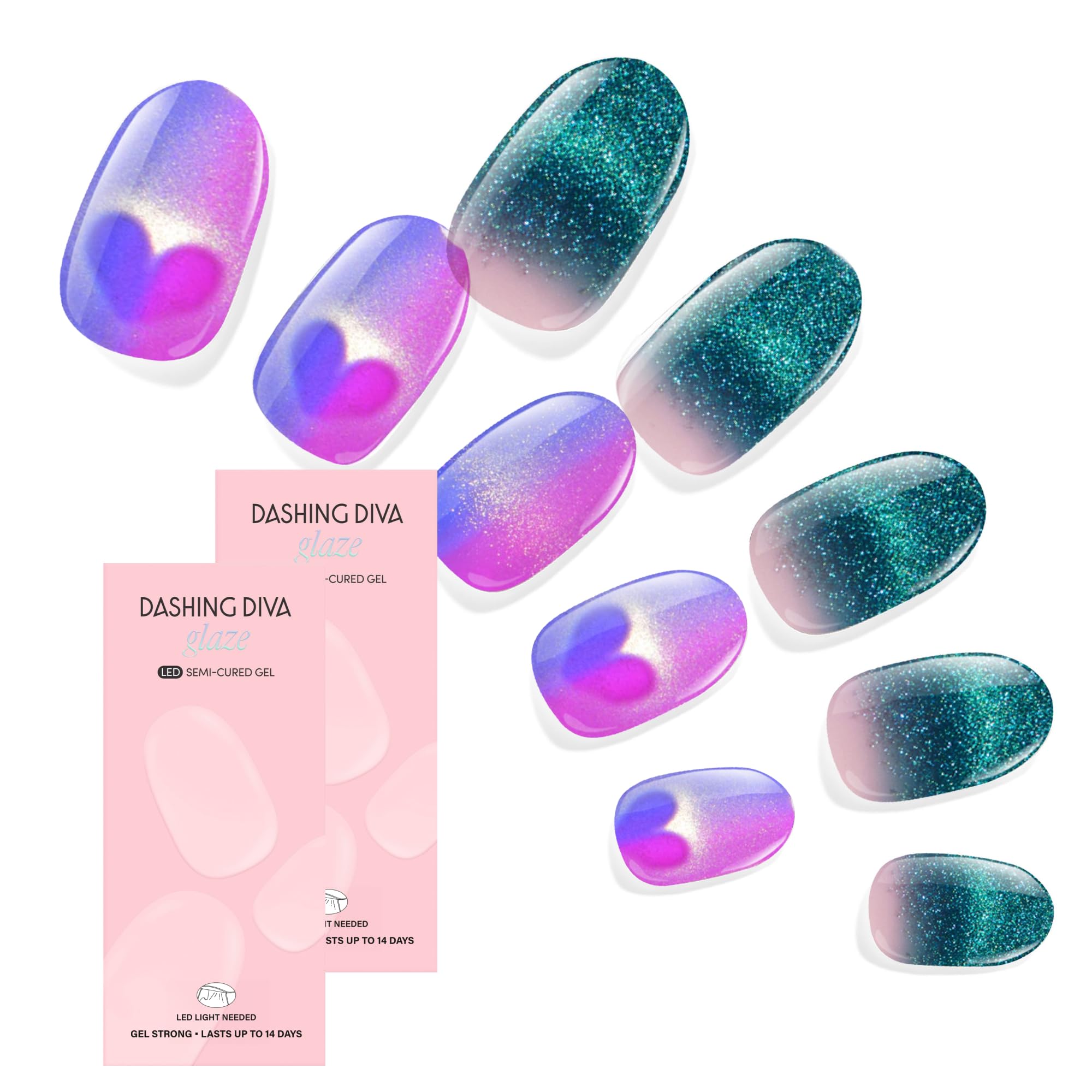 Amazon.com: Dashing Diva Glaze Nail Strip Duo - Cosmic Hearts